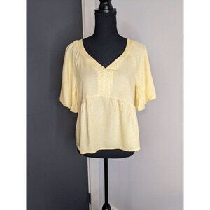 NWT Urban Romantics Yellow‎ Short Sleeve Blouse - M
